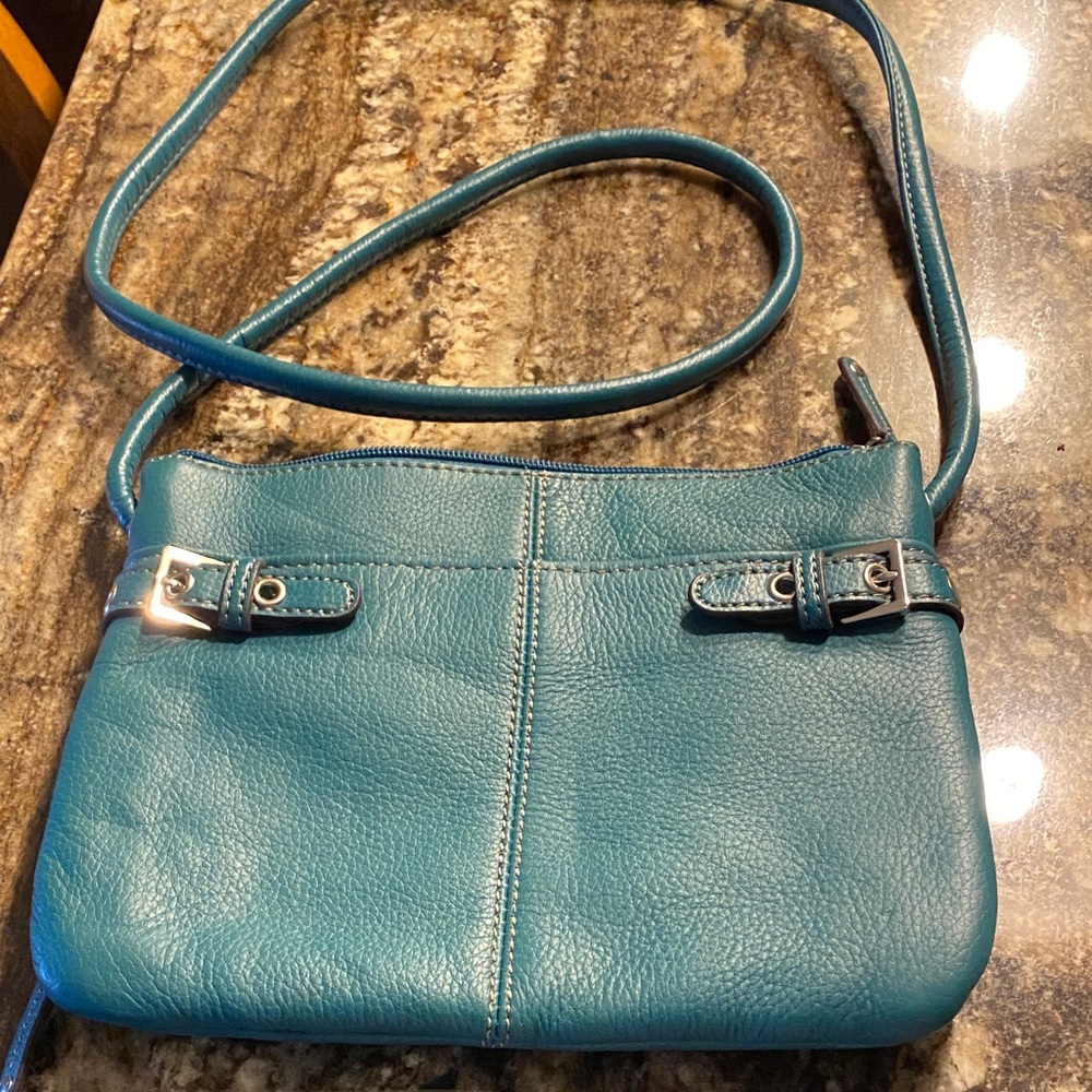 Tignanello Blue Leather Crossbody Bag